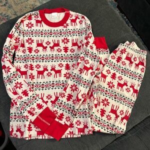 Hanna Andersson Adult Small Pajama Set Organic Cotton Deer Reindeer Fair Isle
